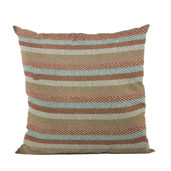 Plutus 16" x 16" Tracks Stripe Luxury Throw Pillow in Brown
