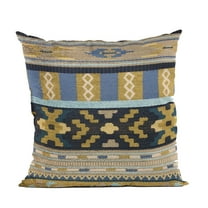 Plutus 16" x 16" Unique Lanes Border Luxury Throw Pillow in Blue