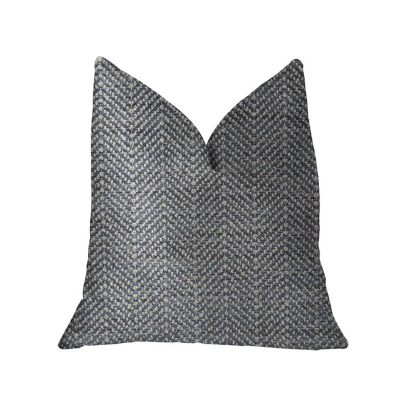 Plutus 18" x 18" Amalfi Luxury Throw Pillow in Blue and Ivory