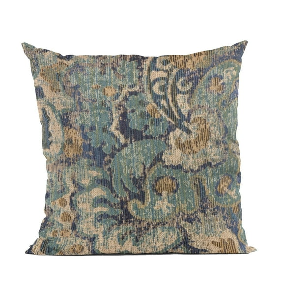 Plutus 18" x 18" Amazonian Damask Luxury Throw Pillow in Blue