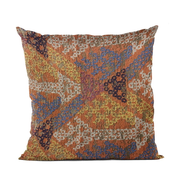 Plutus 18" x 18" Lines Fret Luxury Throw Pillow in Multi-Color