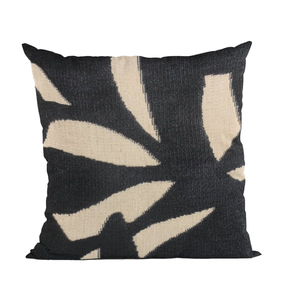 Plutus Brands Black Plutus Palm Floral Luxury Throw Pillow 18 in x 18in, Double Sided 18" x 18"
