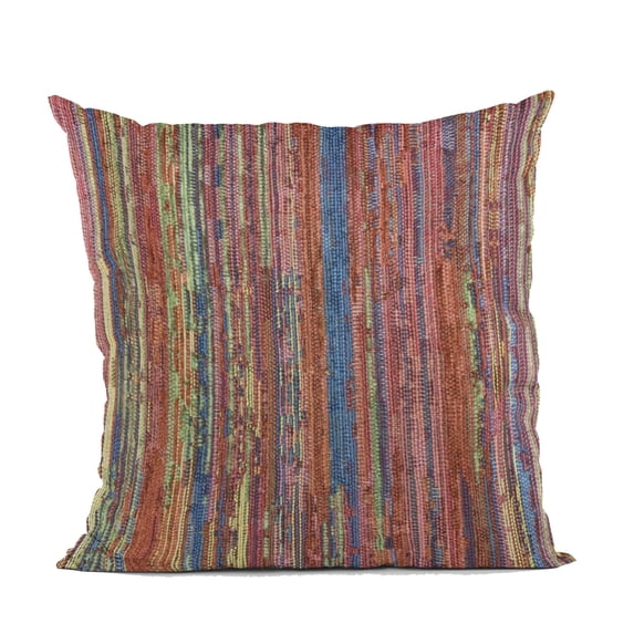 Plutus Brands Multi-Color Plutus Red Sea Stripe Luxury Throw Pillow 18 in x 18in, Double Sided 18" x 18"