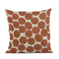 Plutus 18" x 18" Tomato Dot Luxury Throw Pillow in Red and Beige