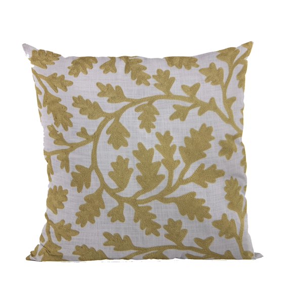 Plutus Brands Yellow Plutus Vine Floral Luxury Throw Pillow 18 in x 18in, Double Sided 18" x 18"