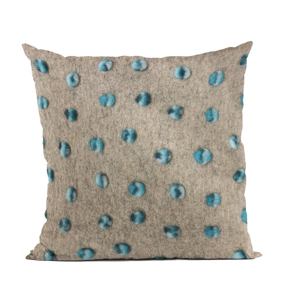 Plutus Brands Blue Plutus Wool Dot Luxury Throw Pillow 18 in x 18in, Double Sided 18" x 18"