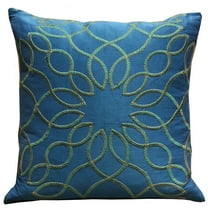 Plutus 20" x 20" Calico Island Luxury Throw Pillow in Blue and Green Geometric