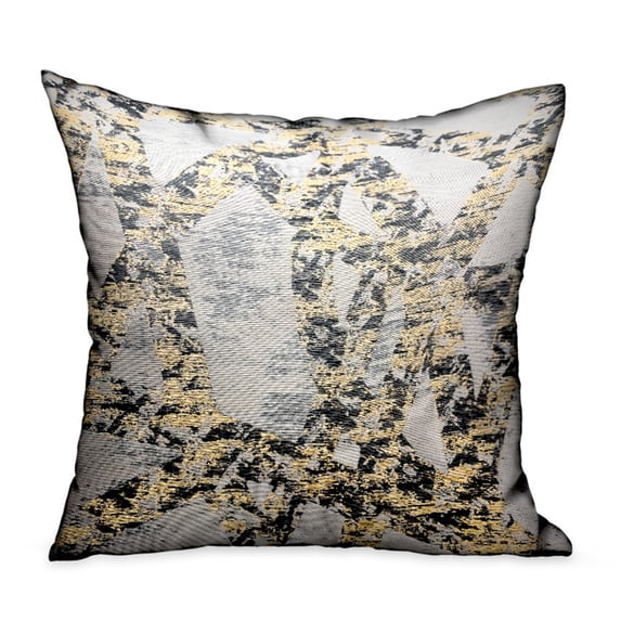 Plutus 20" x 20" Craven Dust Luxury Throw Pillow in Gold and Gray Abstract