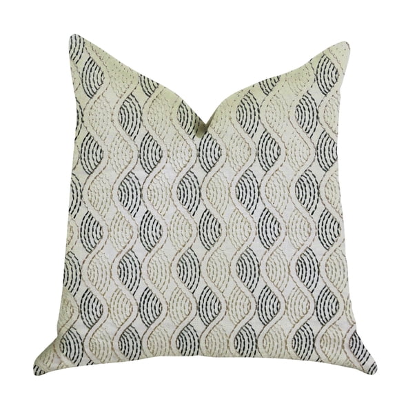 Plutus Enigma Twist Luxury Throw Pillow in Blue, Beige Colors - Double sided 20" x 20"