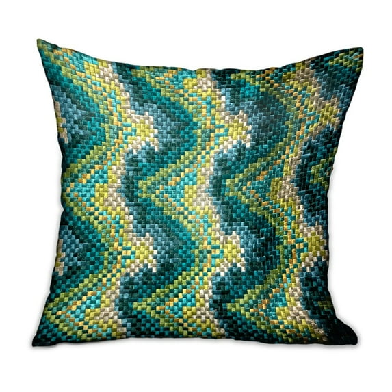 Plutus 20" x 20" Montage Haven Geometric Luxury Throw Pillow in Green