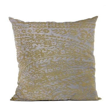 Plutus Brands Yellow Golden Leaf Jacquard Luxury Throw Pillow-Size:20" x 26"