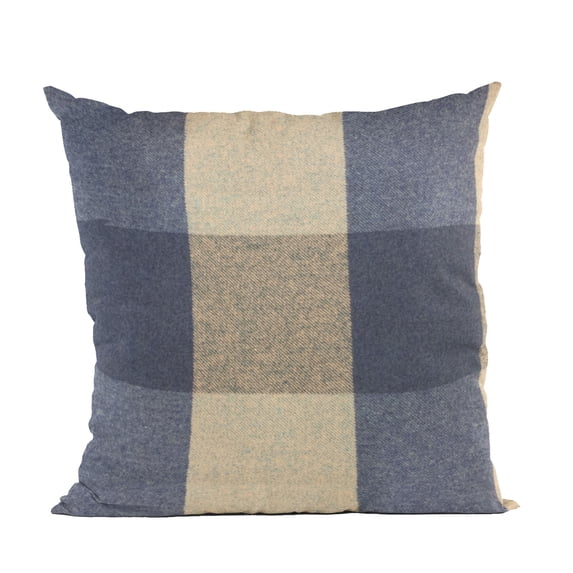 Plutus Brands Blue Plutus Squares Plaid Luxury Throw Pillow 20 in x 26in, Double Sided 20" x 26" Standard