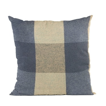 Plutus Brands Blue Squares Plaid Luxury Throw Pillow-Size:20" x 26"