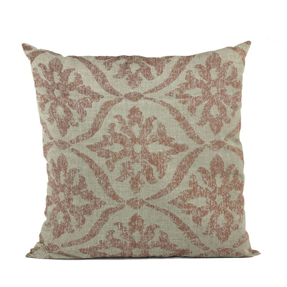Plutus 20" x 30" Flowers Jacquard Luxury Throw Pillow in Beige and Red