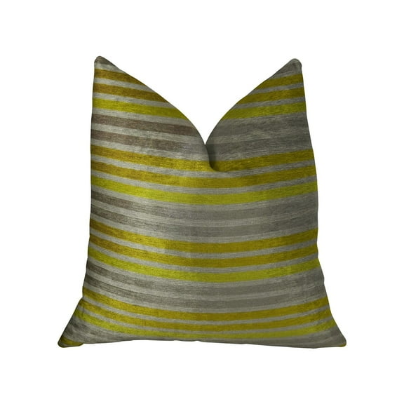 Plutus 20" x 30" Kaleva Handmade Luxury Pillow in Lime and Gray