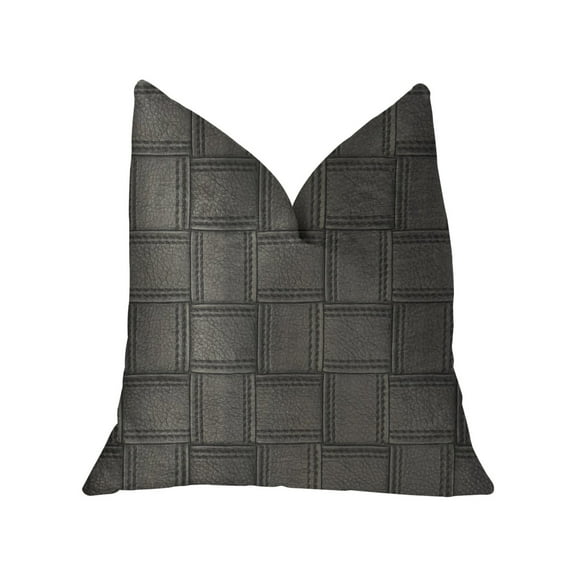 Plutus 20" x 30" Licorice Artificial Leather Luxury Throw Pillow in Black