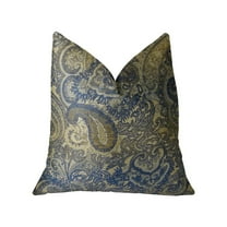 Plutus 20" x 30" Myrtle Handmade Luxury Pillow in Navy Blue and Taupe