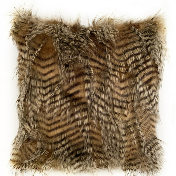 Plutus Brands Brown and Grey Plutus Porcupine Animal Faux Fur Luxury Throw Pillow 20 in x 30in, Double Sided 20" x 30" Queen