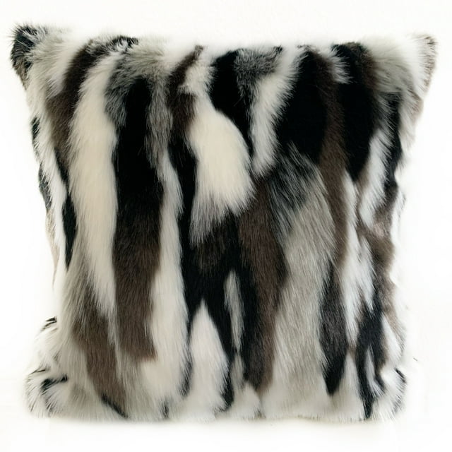 Plutus 20" x 36" Zebra Animal Faux Fur Luxury Throw Pillow in Black and White