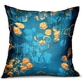 thumbnail image 1 of Plutus Bronze Blossom Blue Floral Luxury Throw Pillow Double sided 22" x 22", 1 of 2