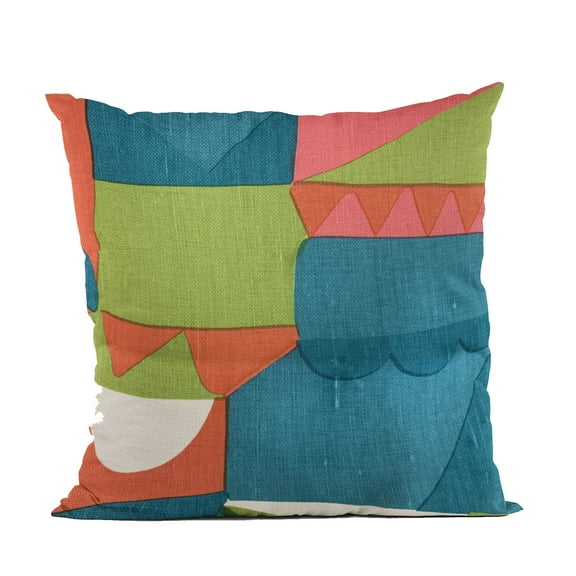 Plutus Brands Blue Plutus Dino Graphic Print Luxury Throw Pillow 22 in x 22in, Double Sided 22" x 22"