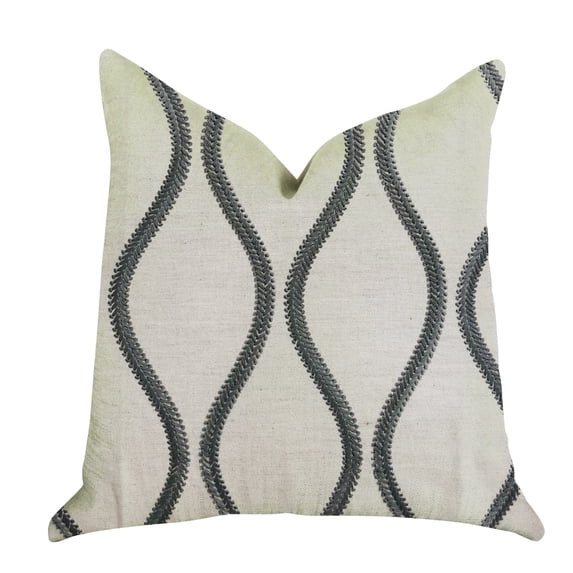 Plutus Bella Curve Green and Beige Luxury Throw Pillow 24"L x24"W