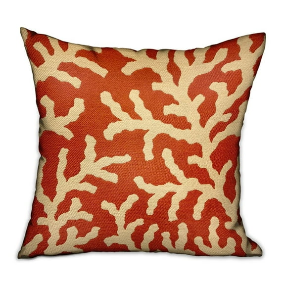 Plutus 24" x 24" Fire Ridge Floral Luxury Throw Pillow in Orange