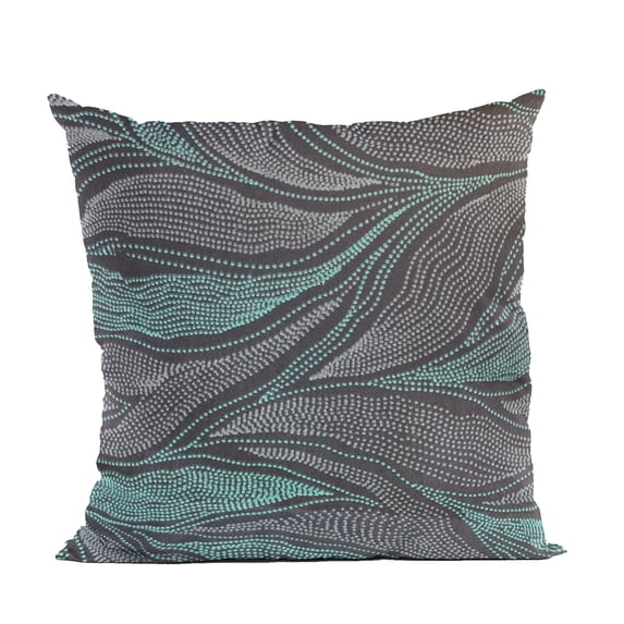 Plutus 24" x 24" Leafs Floral Luxury Throw Pillow in Blue