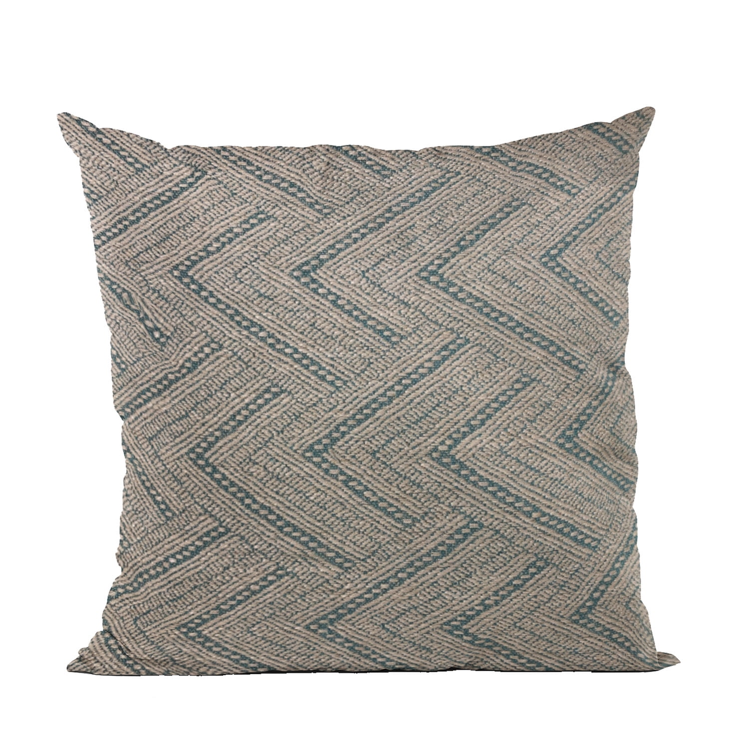 Blue and Beige Geometric Linen Blend Throw Pillow 24" x 24"