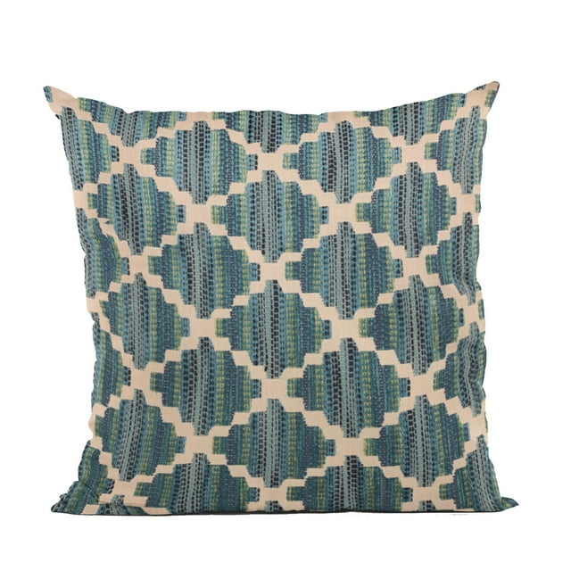 Plutus Brands Blue Zig Zag Cut Diamond Luxury Throw Pillow-Size:24" x 24"