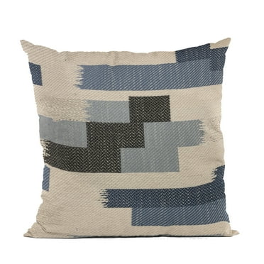 Plutus 26" x 26" Blocks Stripe Luxury Throw Pillow in Blue