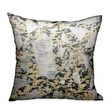 Plutus Brands Craven Dust Gold, Gray Abstract Luxury Throw Pillow
