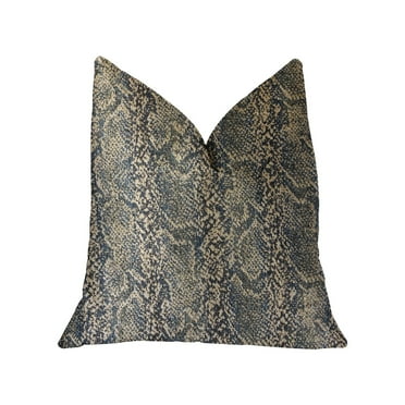 Plutus 26" x 26" Exotic Phantom Luxury Throw Pillow in Blue and Gold
