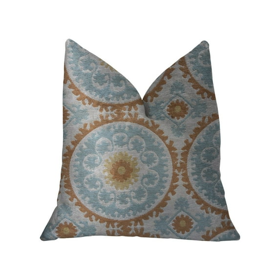 Plutus 26" x 26" Sunset Cottage Luxury Throw Pillow in Orange Blue and Ivory