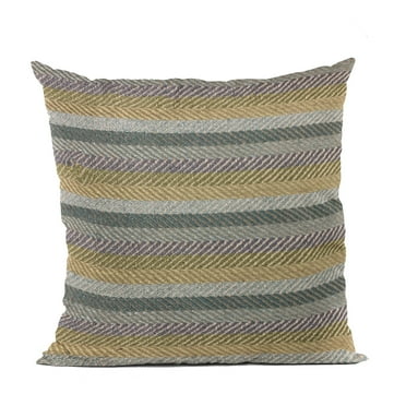 Plutus 26" x 26" Tracks Stripe Luxury Throw Pillow in Blue