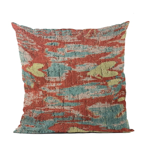 Plutus Brands Multi-Color Plutus Velvet Ikat Luxury Throw Pillow 26 in x 26in, Double Sided 26" x 26"