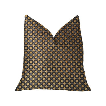 Plutus Aliza Gold and Gray Luxury Throw Pillow