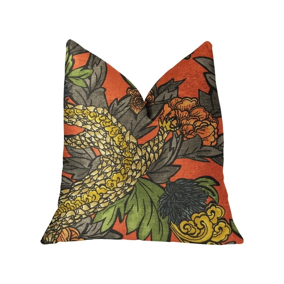 Plutus Brands Plutus Amaryllis Dragon Multicolor Luxury Decorative Throw Pillow