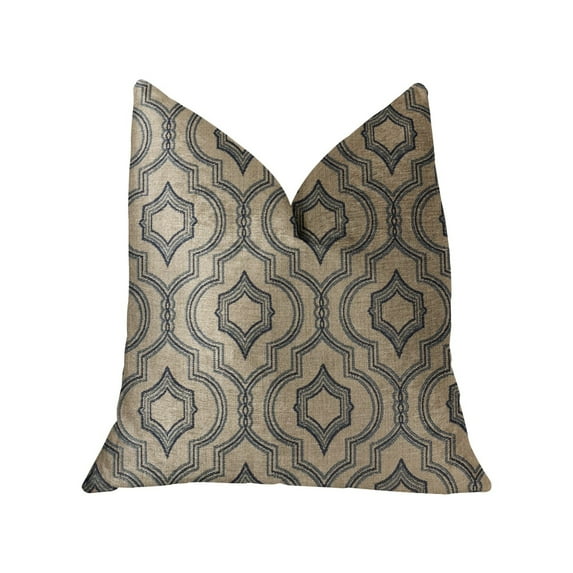 Plutus Anise Black and Beige Luxury Throw Pillow 20"L x20"W