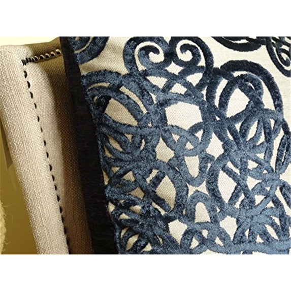 Plutus Archetype Sapphire Handmade Throw Pillow-Color:Navy/Taupe,Size:26" x 26"