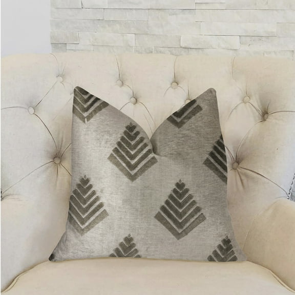 Plutus Aspen Mist Blue and Beige Luxury Throw Pillow