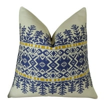Plutus Aztec City Handmade Double Sided Throw Pillow - Blue & White - 12 x 20 in.