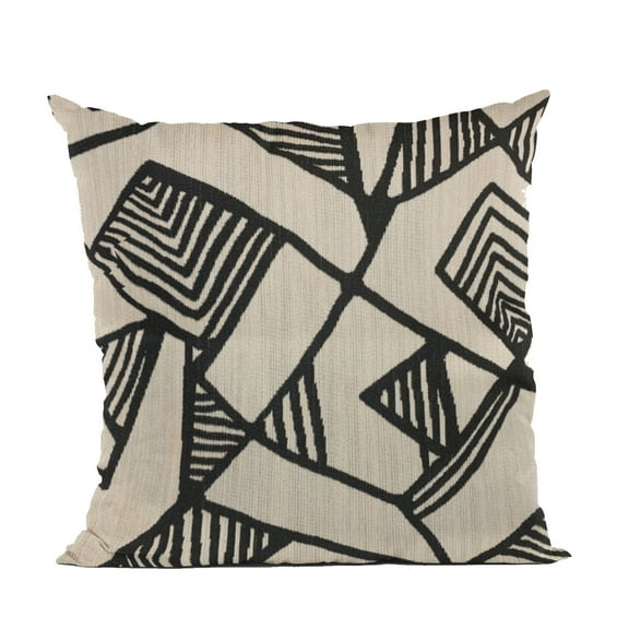 Plutus Black, Beige Architecture Geometric Luxury Throw Pillow-Size:20" x 36"