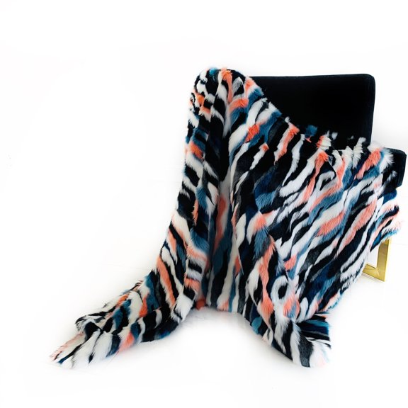 Plutus Black, Blue, Pink Unicorn Faux Fur Luxury Throw Blanket Throw 60W x 90L- Black, Blue, Pink