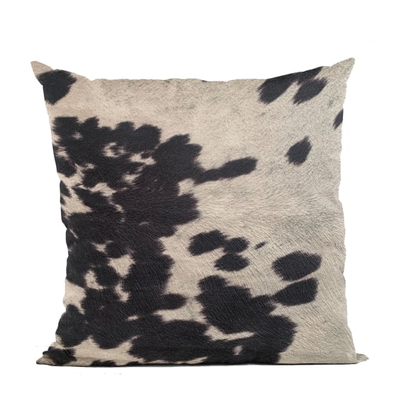 Plutus Brands Black Plutus Cowhide Animal Luxury Throw Pillow 18 in x 18in, Double Sided 18" x 18"