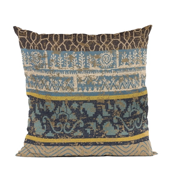 Plutus Brands Blue Plutus Ancient Border Luxury Throw Pillow 20 in x 36in, Double Sided 20" x 36" King