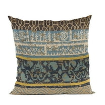 Plutus Brands Blue Ancient Border Luxury Throw Pillow-Size:22" x 22"