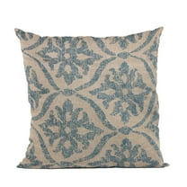 Plutus Brands Blue Plutus Flowers Jacquard Luxury Throw Pillow 20 in x 20in, Double Sided 20" x 20"