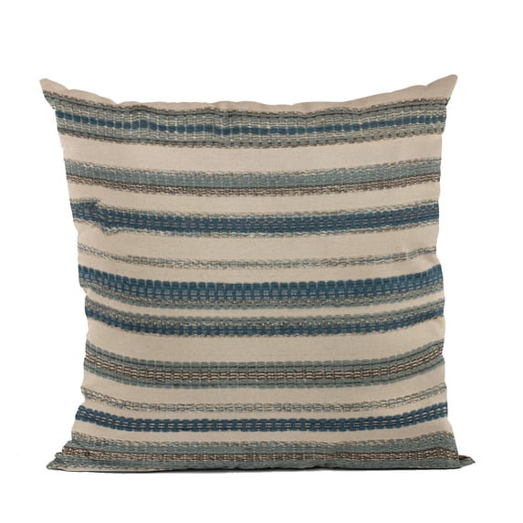 Plutus Brands Blue Lanes Stripe Luxury Throw Pillow-Size:24" x 24"