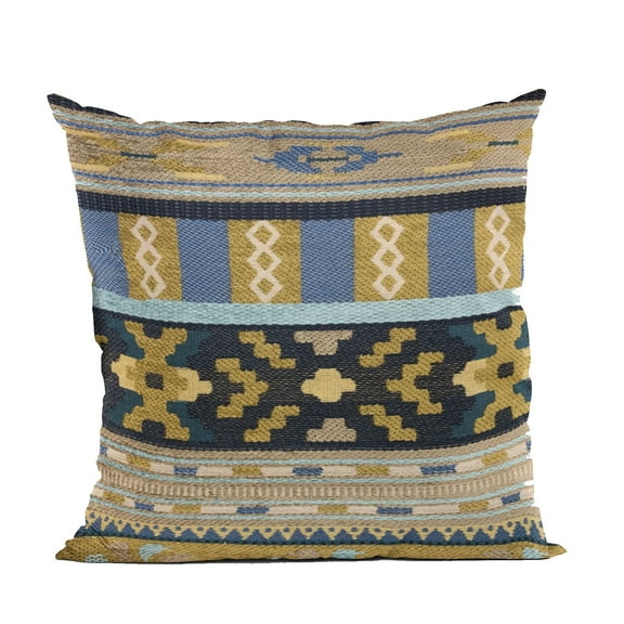 Plutus Brands Blue Unique Lanes Border Luxury Throw Pillow-Size:24" x 24"